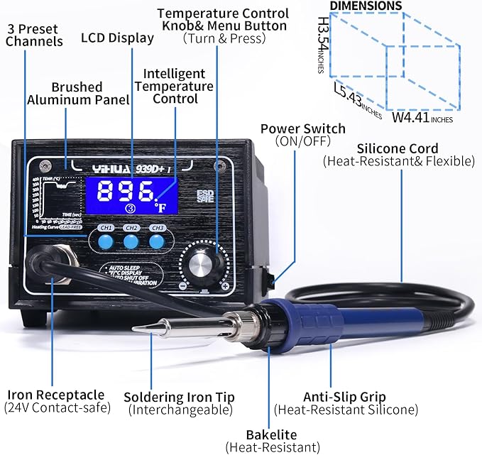 YIHUA 939D+ I Soldering Station, 75 Watt Equivalent