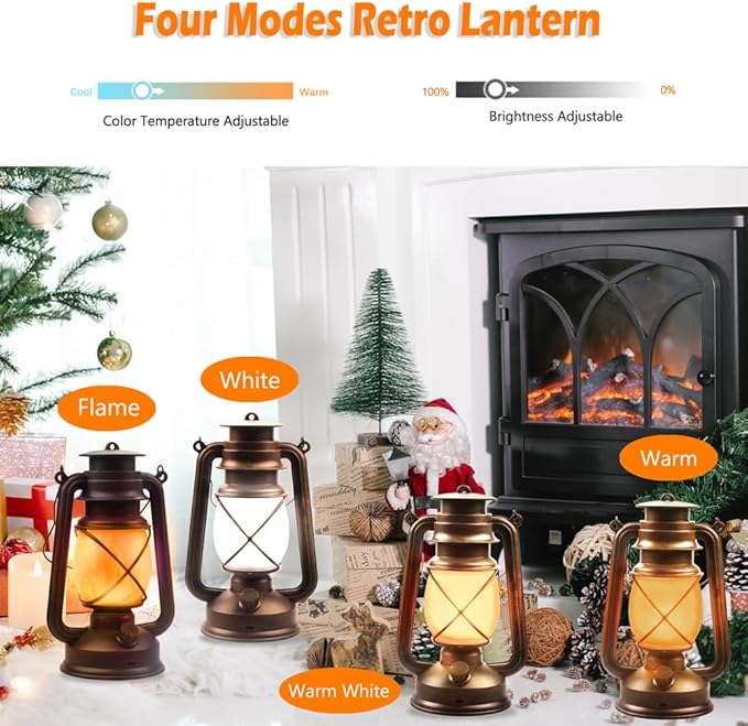 Lantern LED Battery Powered Camping Lamp Outdoor Hanging Rechargeable Lantern (2 Pack)