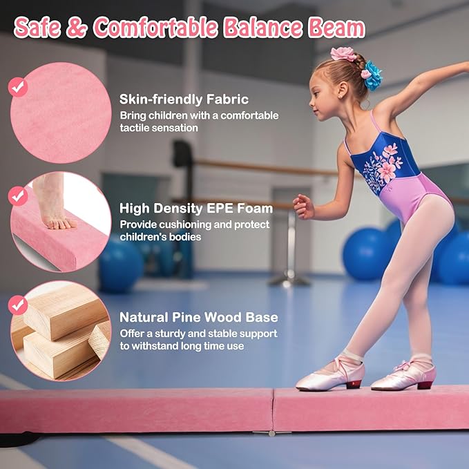 Giantex 7FT/8FT/9FT Balance Beam, Folding Gymnastics Beam w/Carry Handles