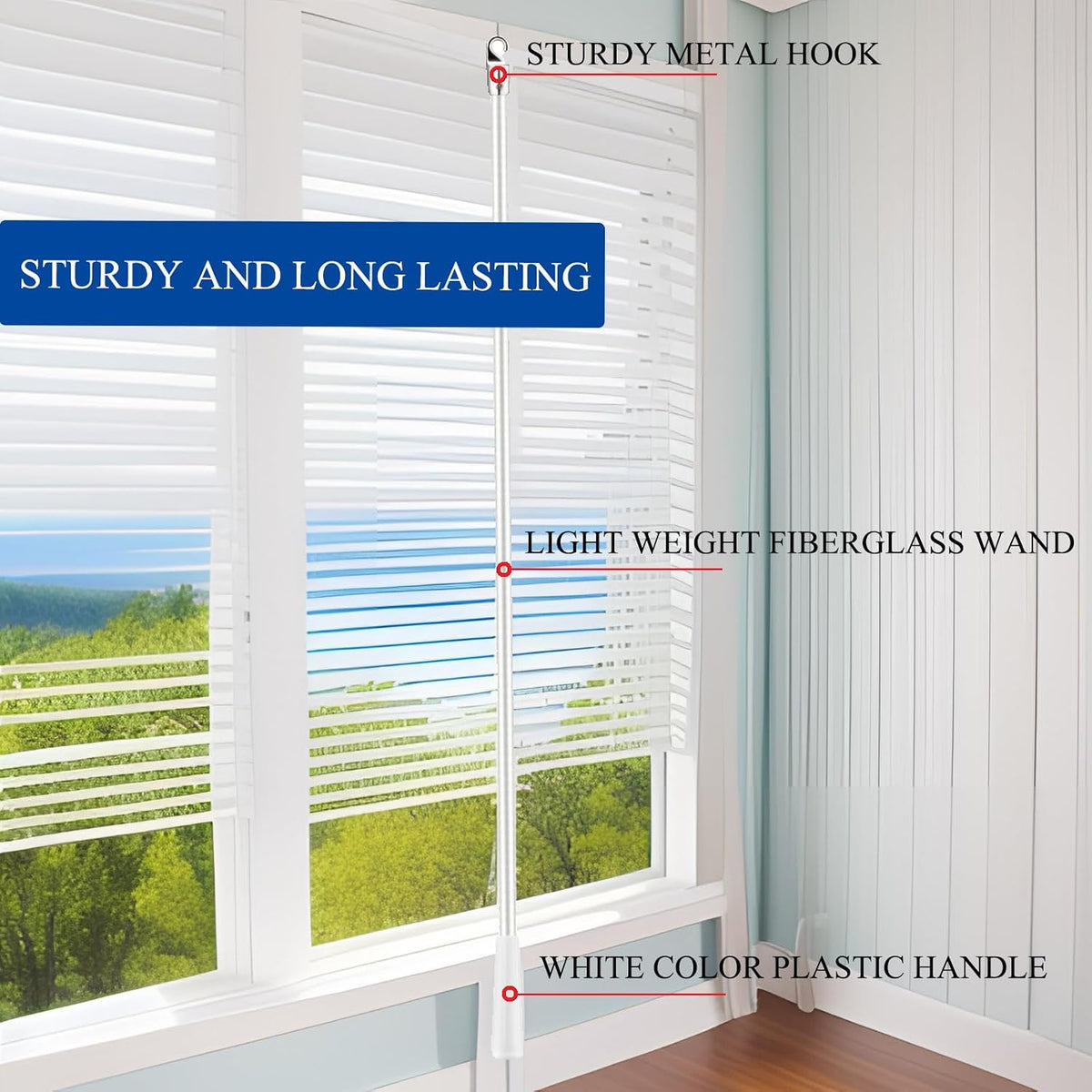 juyo vonsan blinds wand fiberglass vertical blinds replacement, side view