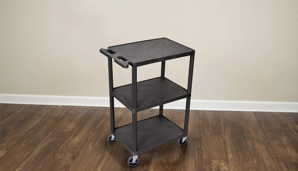 Luxor Multipurpose Three Shelves Structural Foam Plastic Storage Utility Cart...