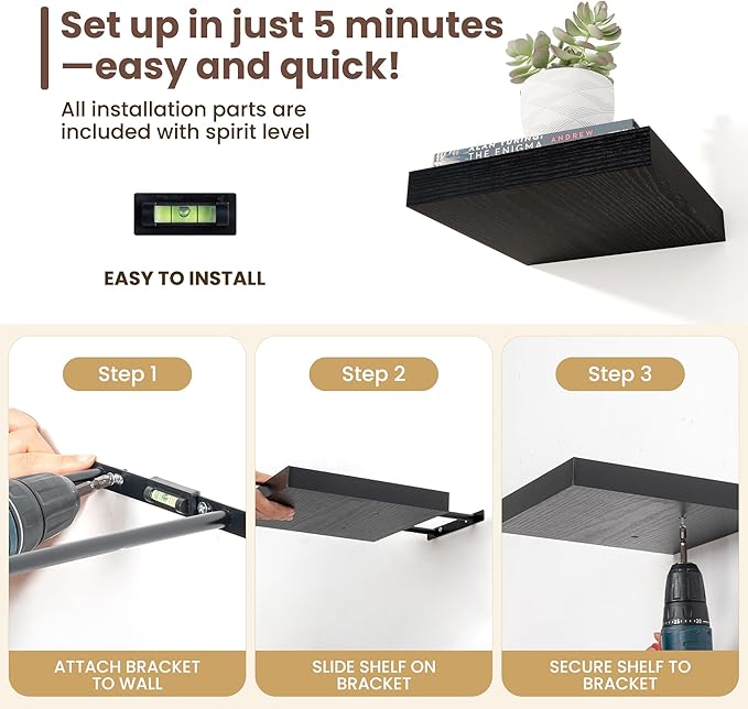 Fun Memories Floating Shelves for Wall (Set of 3)