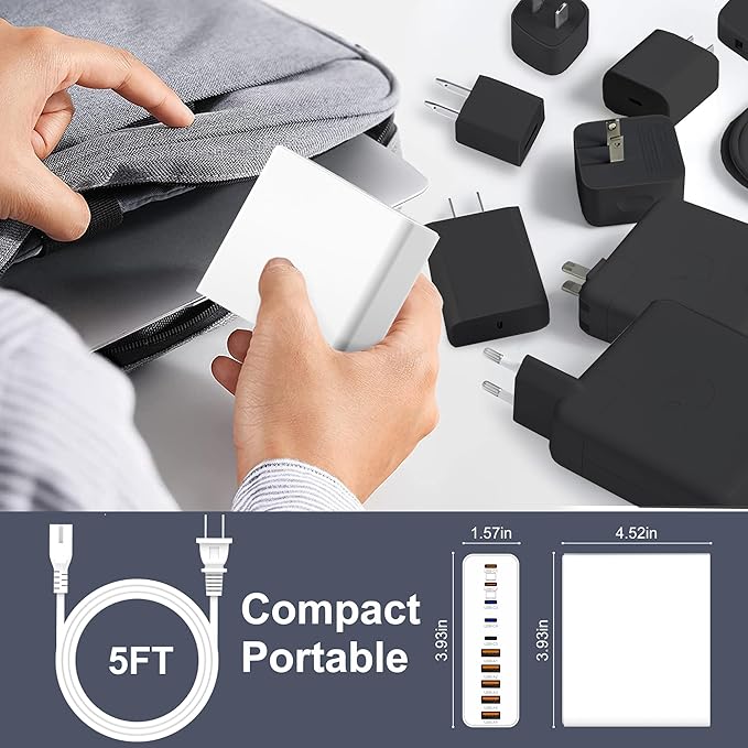 420W USB C Charger Block, 10-Port Charging Station GaN Fast Charging Type C &