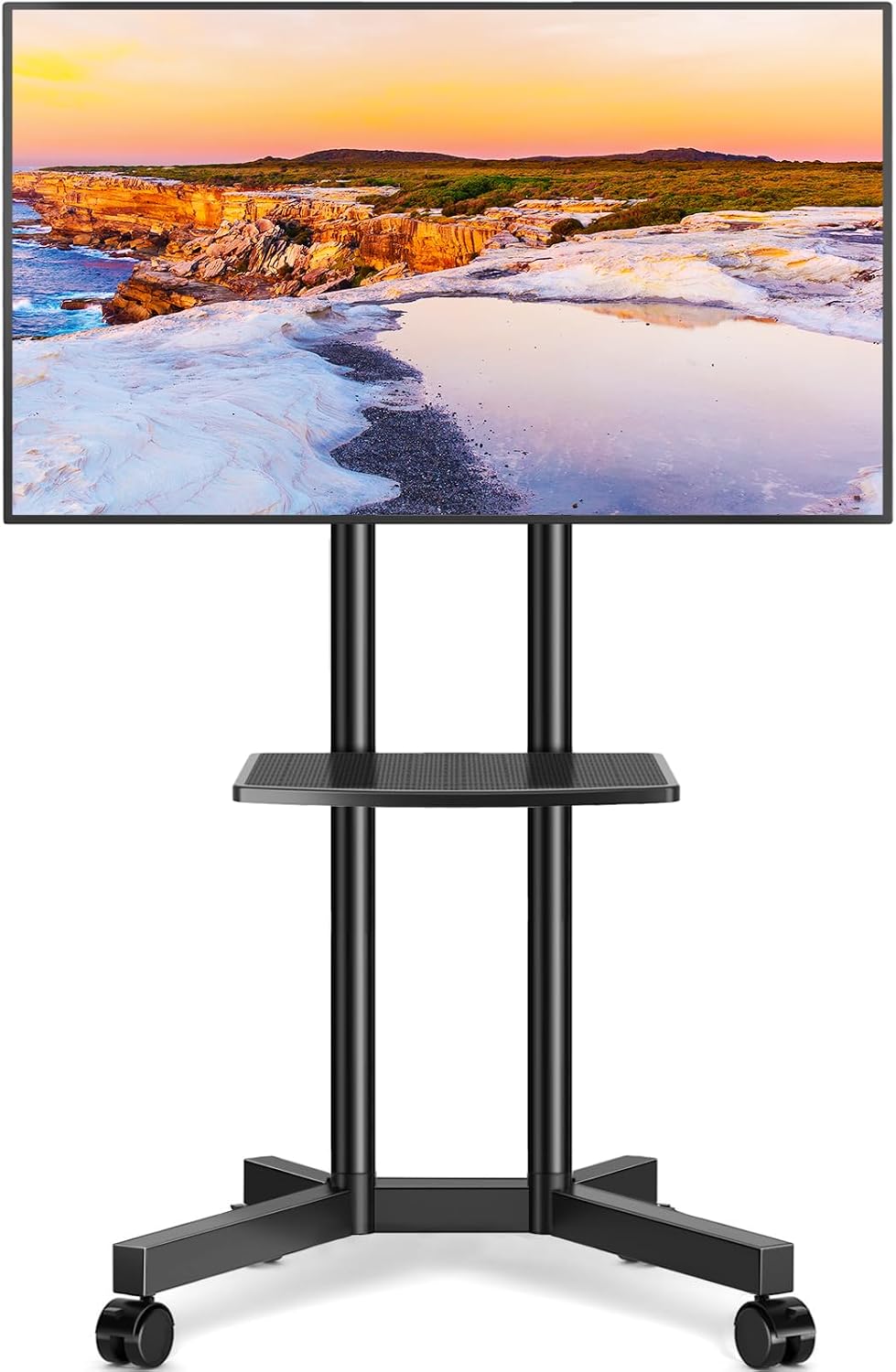 Mobile TV Stand with Upgraded Wheels for 32-75 Inch TVs up to 88 lbs