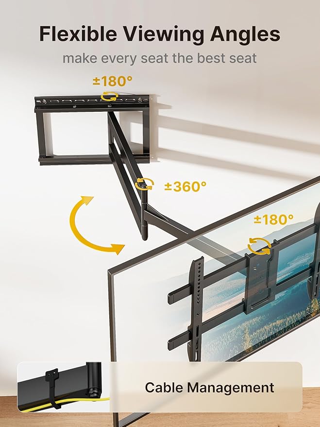 monTEK Long Arm TV Wall Mount for Most 43-80 Inch TVs, 42 Inch Long Extension