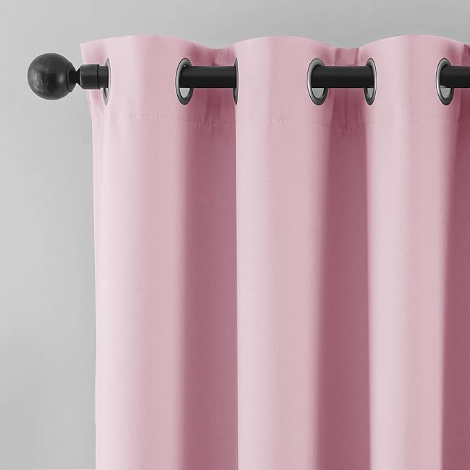 Beauoop Pink 100% Blackout Curtains 63 Inch Long 2 Panels