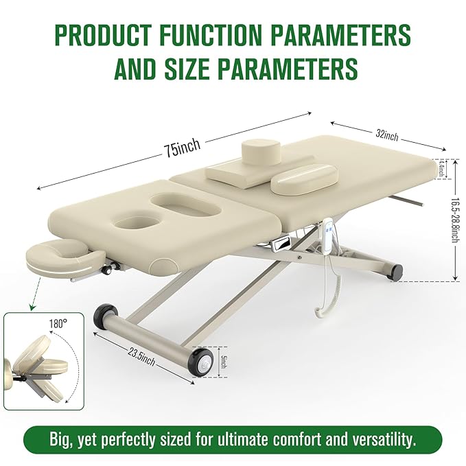 Electric Massage Table, Electric Lift Motor Height adjustable and Manual