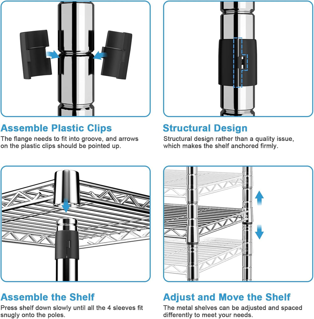 Ulif E1 Heavy Duty Closet Garment Rack, 6 Tiers Adjustable Clothing Storage