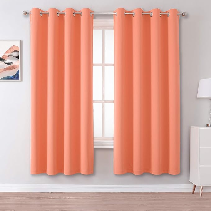 DUALIFE Coral Curtains 72 Inch Length 2 Panels Set -Burnt Coral Blackout