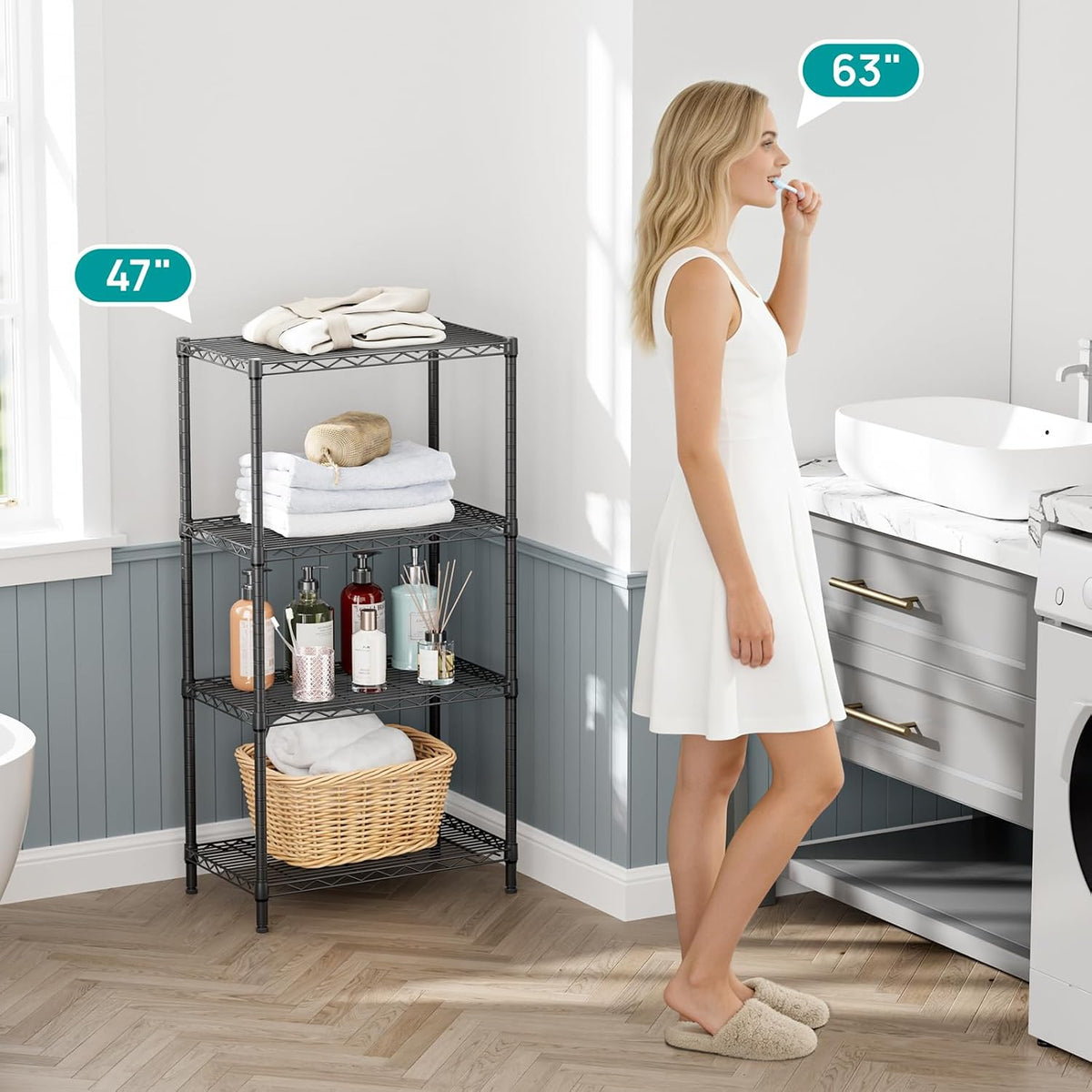 SINGAYE 4 Metal Shelves Wire Shelving Storage Shelf Adjustable Unit Pantry