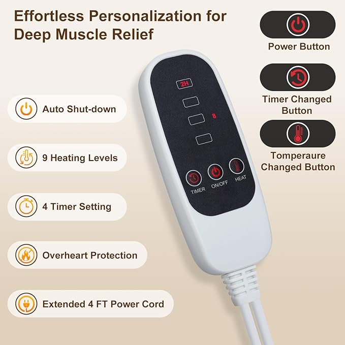 Infrared Heating Pad for Back, Large 76 Jade and 52 Tourmaline Heating Pad for