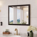 Amorho Bathroom Mirror Black, 28x32 Inch Thick Metal Framed Wall Mirrors