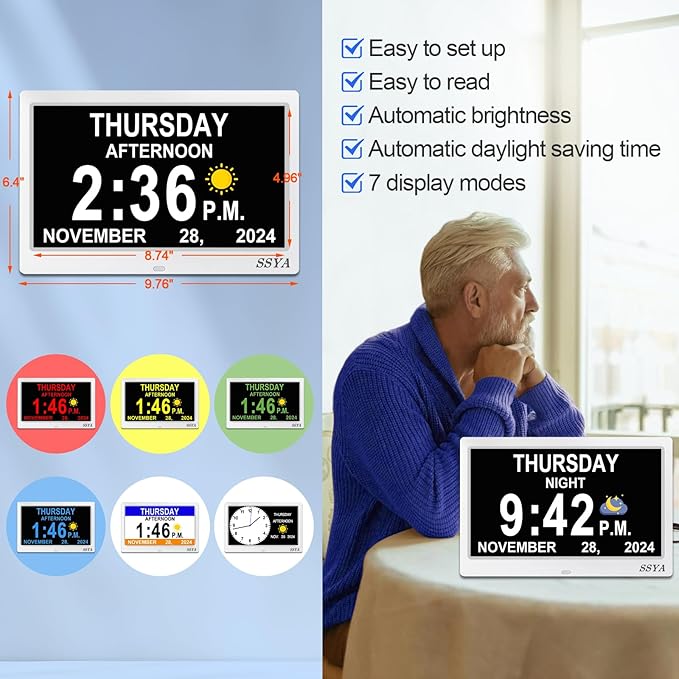 SSYA Dementia Clock for Seniors, Digital Clock