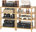 LELELINKY 4-Tier AV Media Player Stand Set of 2, Natural Stereo Cabinet
