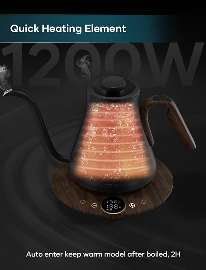 Electric Kettles, INTASTING Gooseneck Electric Kettle, ±1℉ Temperature Control