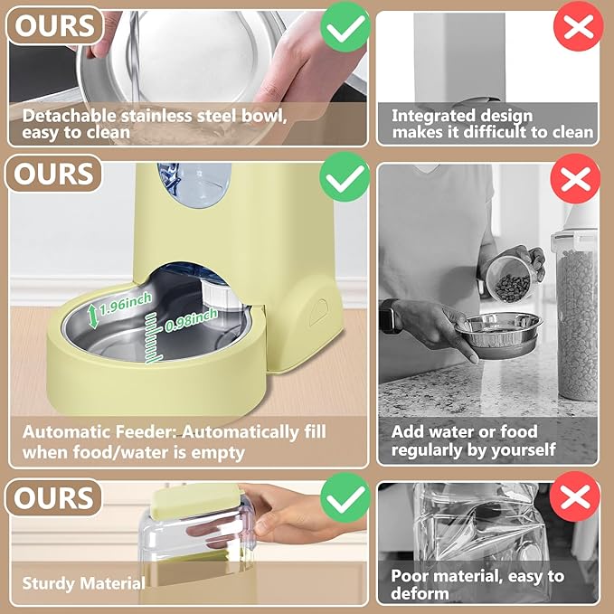 HWONMTE Portable Automatic Cat Feeder and Water Dispenser