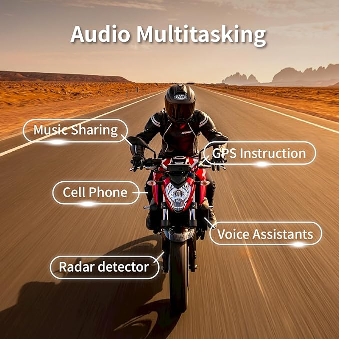 BIKECOMM Salut Motorcycle Helmet Speakers Intercom – 1000M Range Wireless
