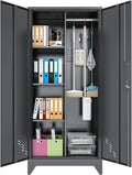 Garage Storage Cabinet, Broom Closet Storage Cabinet, Storage Shed, Metal