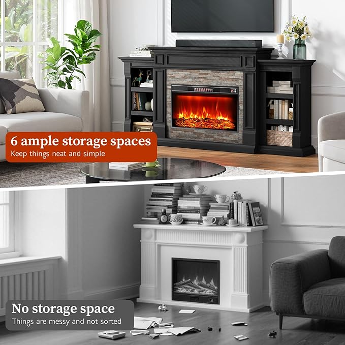 LGHM 80" Fireplace TV Stand, Electric Fireplace