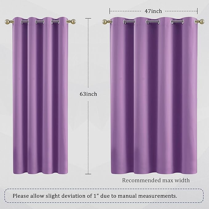 DUALIFE Bright Purple Curtains for Girls Bedroom Light Blocking Room Darkening