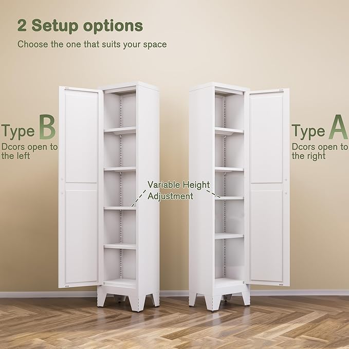 COFaR Tall Bathroom Storage Cabinet, Metal Farmhouse Narrow Slim Cabinet