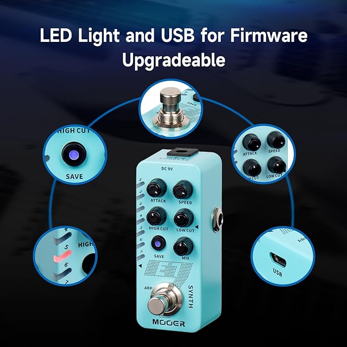 MOOER E7 Polyphonic Guitar Synth Pedal Electronic Synthesizer, 7 Guitar