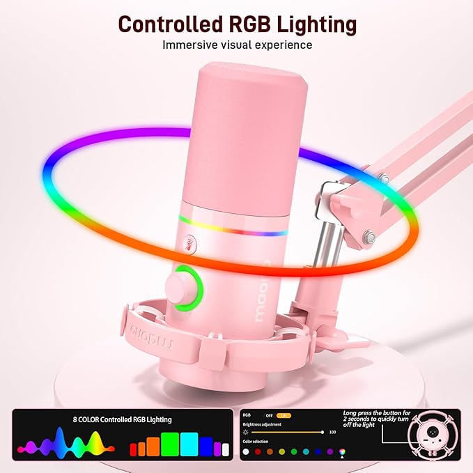 MAONO XLR/USB Dynamic Microphone Kit, RGB Gaming Mic