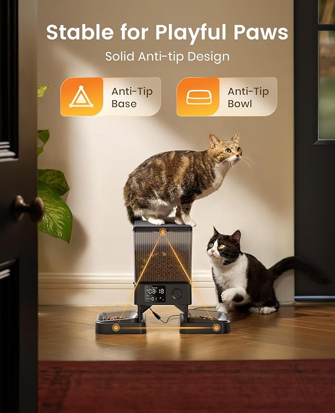 oneisall Automatic Cat Feeder for 2 Cats, 20 Cups/5L Automatic Cat Food