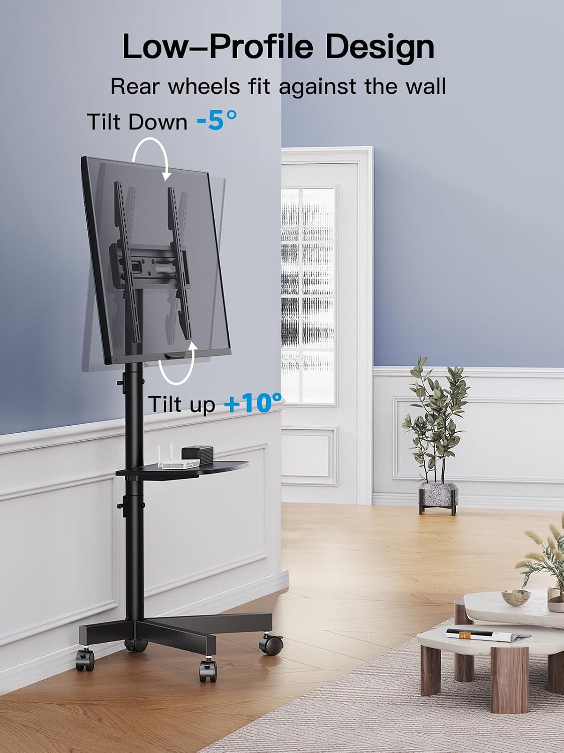 perlesmith rolling tv stand on wheels for 23-65, package contents