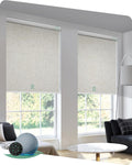 Yoolax Motorized Blinds with Remote, Blackout Linen Beige, 22" W x 72" H