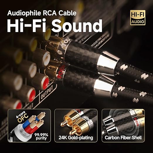 TODN Auidophile 2RCA Male to Male Stereo Audio Cable, OFC RCA Cables