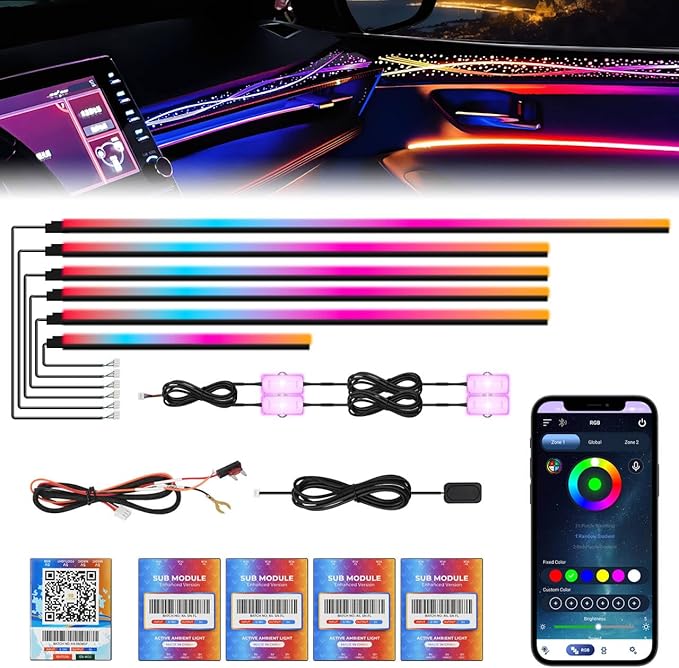 New Version Dreamcolor Acrylic Car Interior Lights 10 in 1 RGB LED Strip Lights