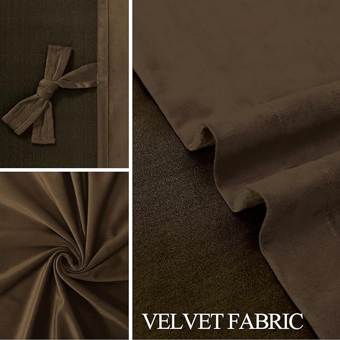 JIUZHEN Room Darkening Velvet Curtains 2 Panels Set, Luxury Window Treatment