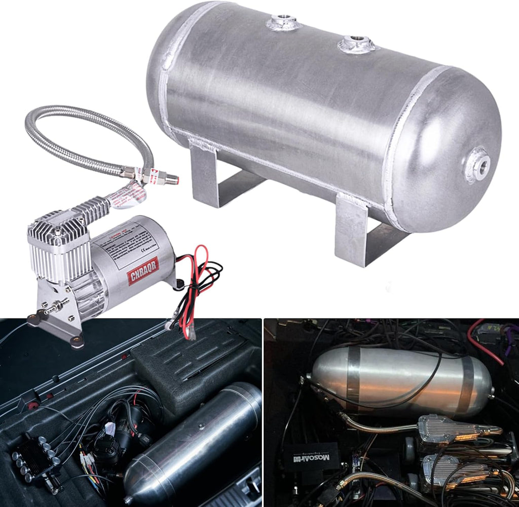 150 PSI Air Compressor with 1.6 Gallon 200 PSI Air Tank Aluminum Air Compressor Onboard System 12V 1/4NPT for Train Truck Trailer Train Auto Air Lift Suspension Heavy Duty Air Horn Compressor