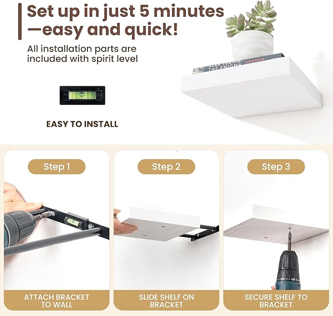 Fun Memories Floating Shelves for Wall (Set of 3)