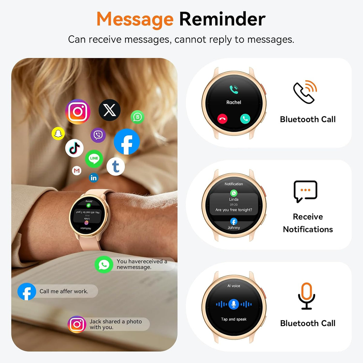 aeac smart watch for women, 1.27" hd smartwatch shown in use