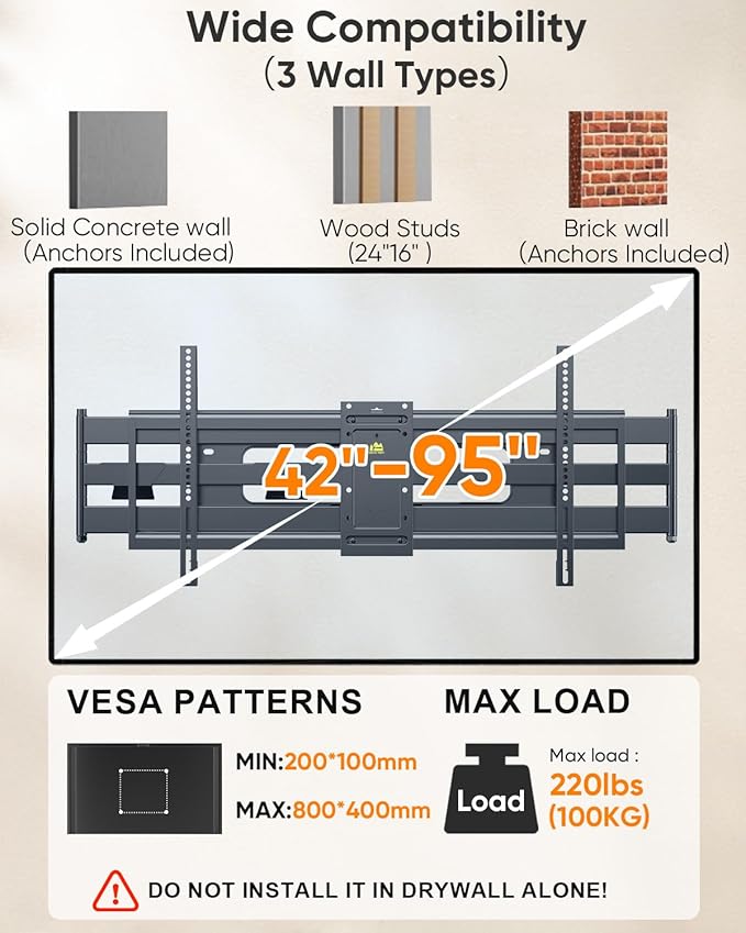 Heavy Duty Long Arm TV Wall Mount