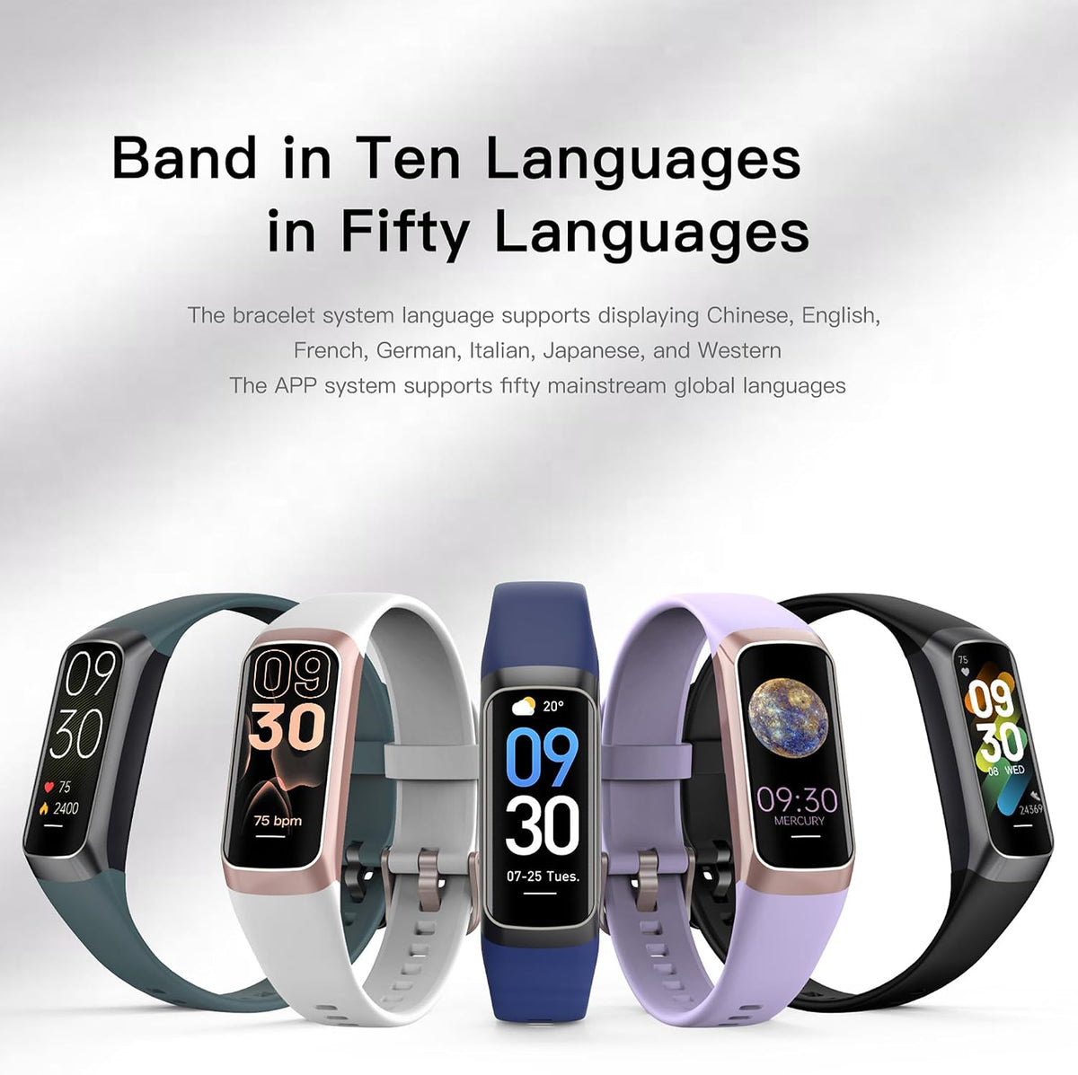fitness tracker with heart rate/blood oxygen/sleep monitor, step shown in use