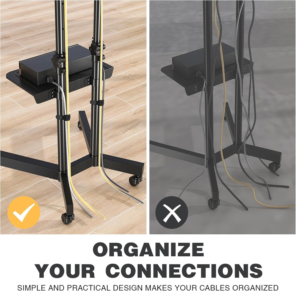 Mobile TV Stand with Upgraded Wheels for 32-75 Inch TVs up to 88 lbs
