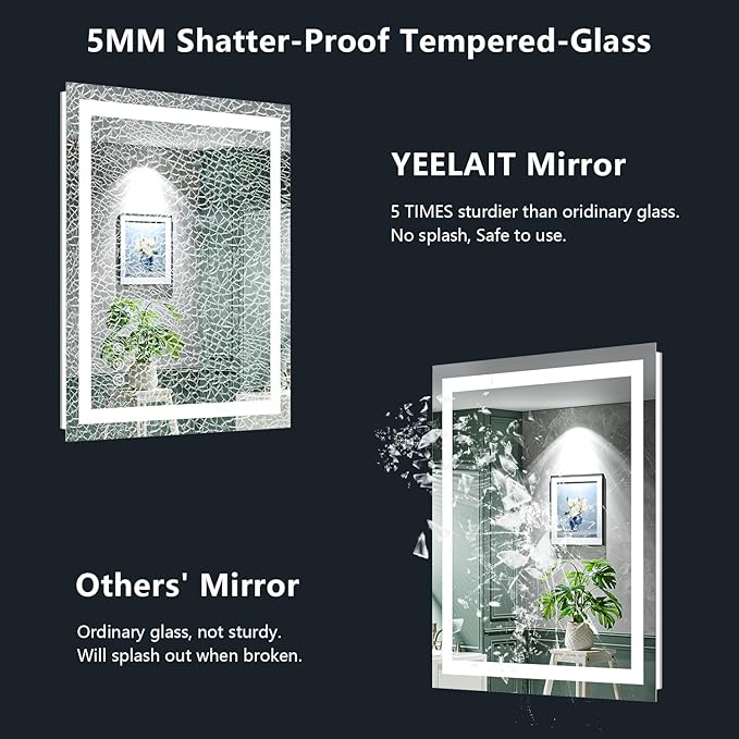 YEELAIT 24x32 Inch LED Bathroom Mirror