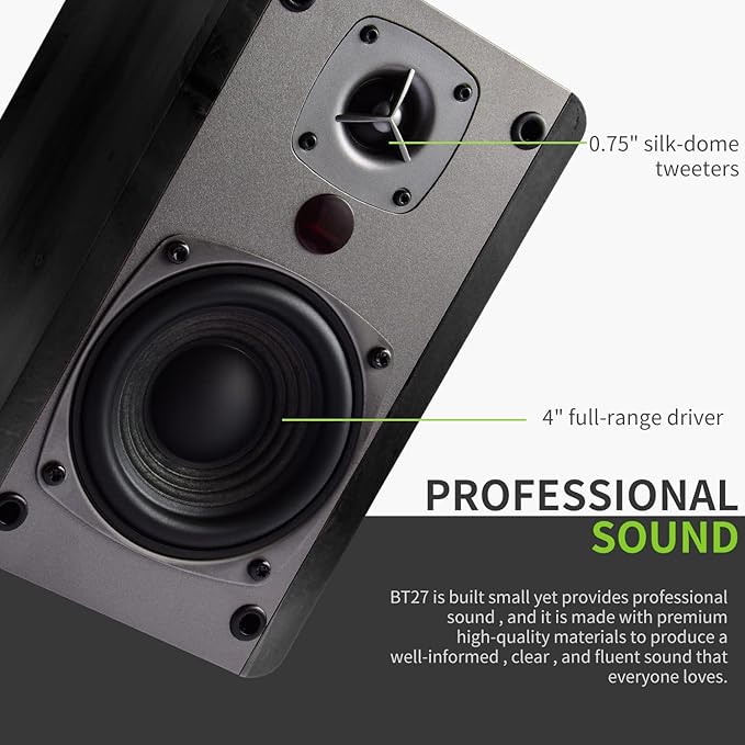 SINGING WOOD BT27 Active Powered Bluetooth Bookshelf Speakers