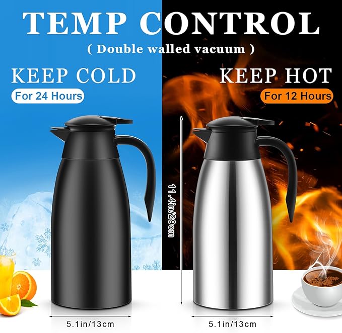 Norme 2 Pcs Thermal Coffee Carafe Insulated Stainless Steel Coffee Carafe