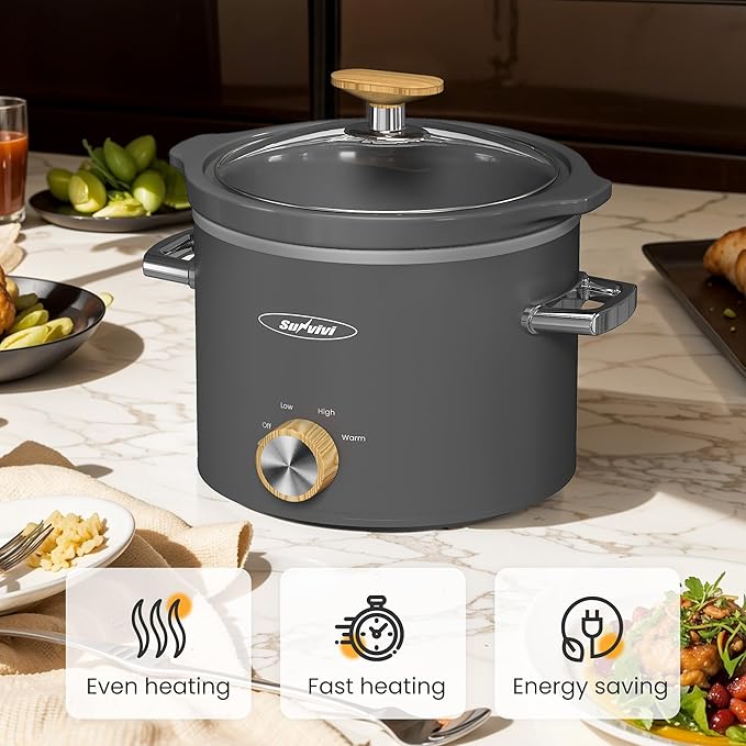 Sunvivi 2 Quart Slow Cooker, Small Slow Cooker