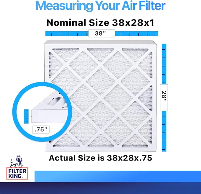 Filter King 38x28x1 Air Filter | 4-PACK | MERV 8 HVAC Pleated A/C Furnace
