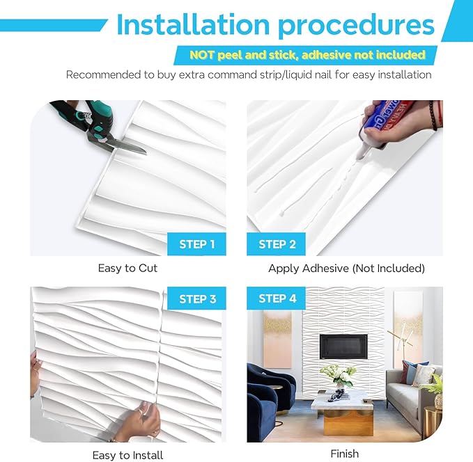 STICKGOO Wave Wall Panels for Interior Wall Decor, Paintable 3D Wall Decor (12 Pack)