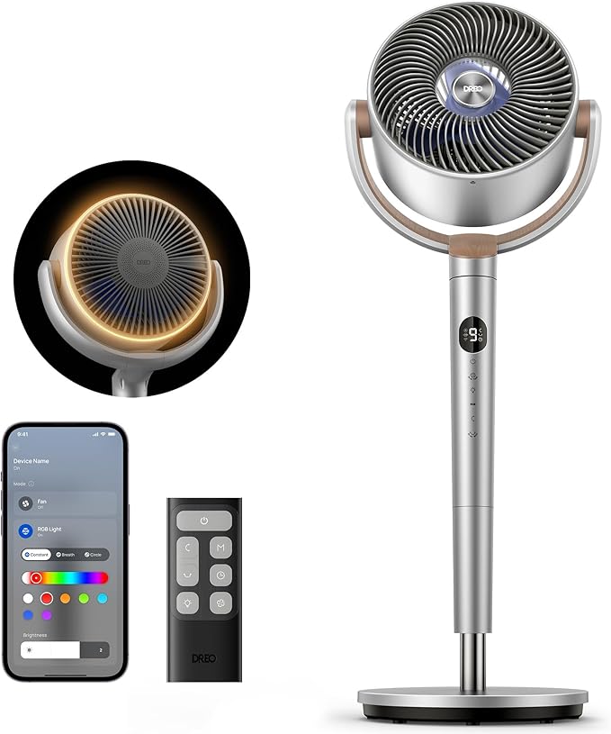 Dreo Smart Fans for Bedroom, 120° +120° Omni-Directional Oscillating Fan