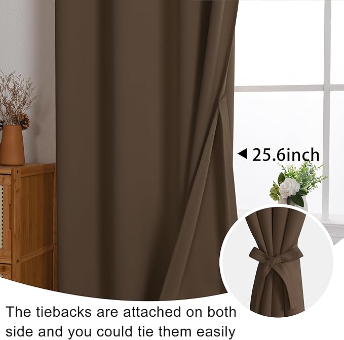 JIUZHEN Brown Blackout Curtains