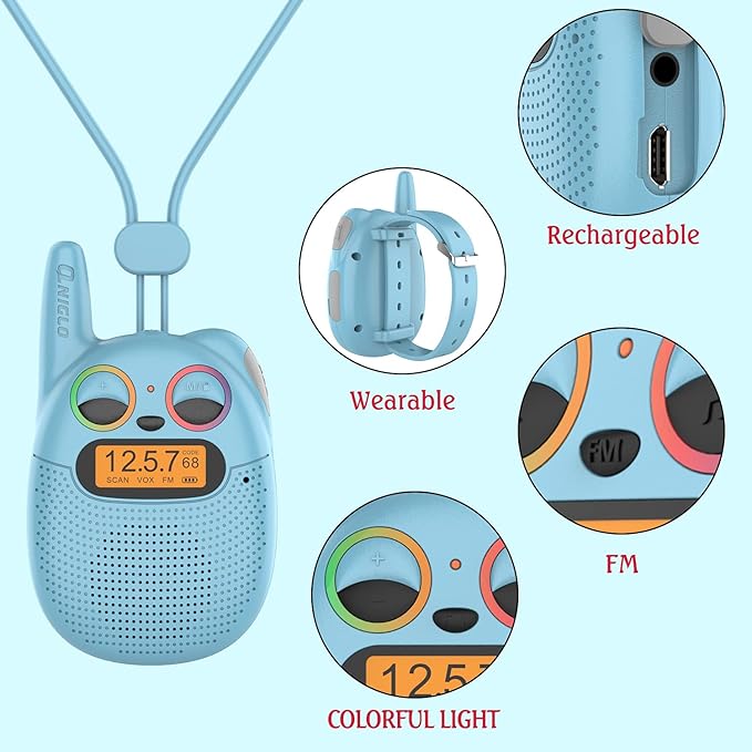 Qniglo Kids Walkie Talkies Rechargeable, Gifts