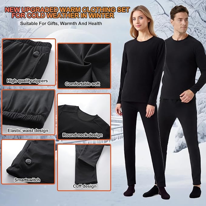 Heated Thermals Underwear Men Women: 42 Heating Zones Electric Thermal Long
