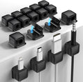 18 Pack Magnetic Cord Organizer Holder, Strong Adhesive Desk Cable Management